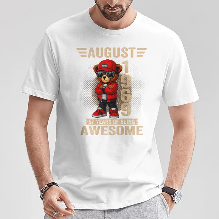 オンバック 8月57日 誕生日 男性 女性 1969年 テディベア Tシャツ 面白い贈り物