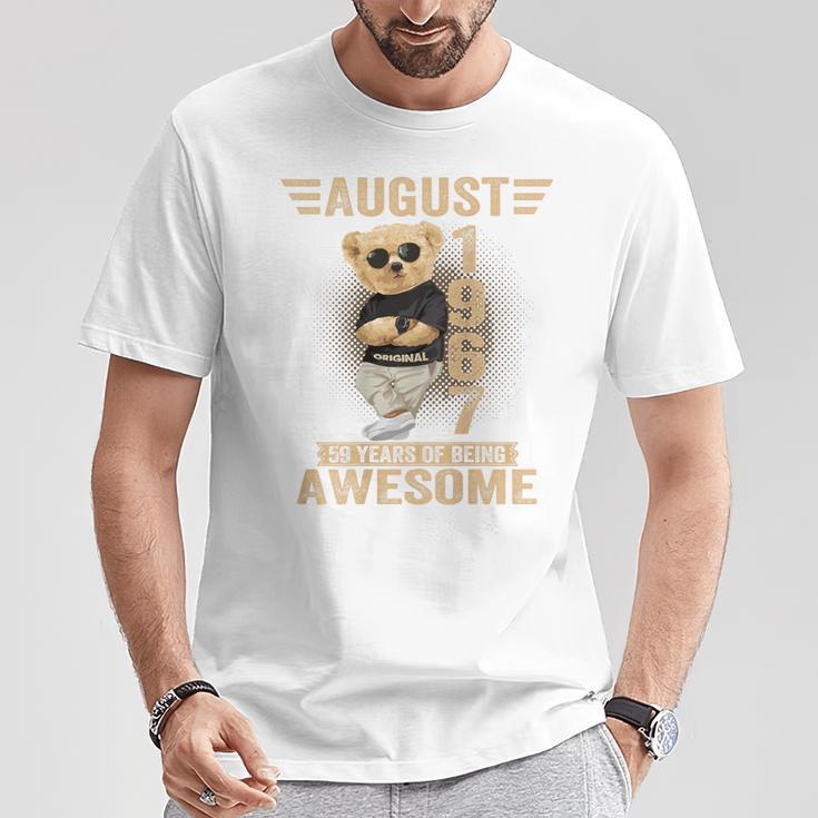 オンバック 8月59日 誕生日 男性 女性 1967年 テディベア Tシャツ 面白い贈り物
