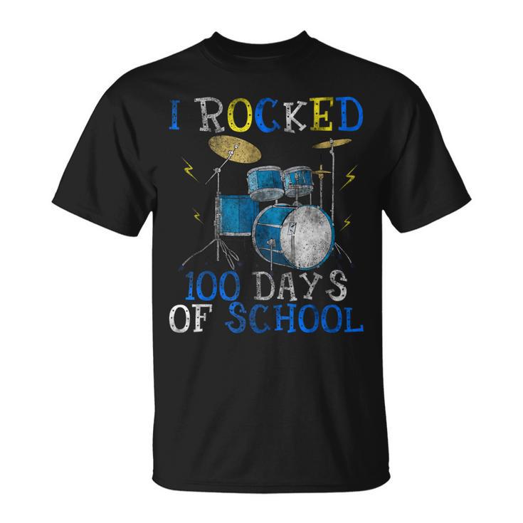 100th Day Of School T Shirt Happy 100 Days Drum Kit Music T-Shirt