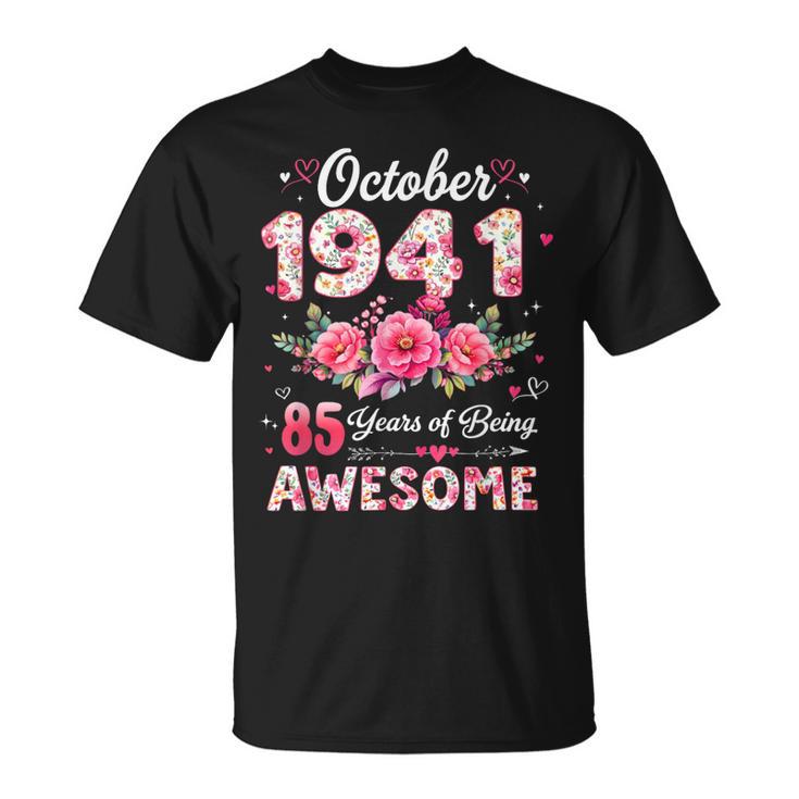 85歳 1941年10月 花柄 85歳 誕生日 男性 女性 Tシャツ