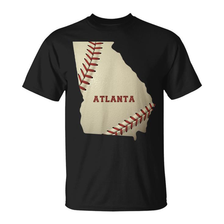 Atlanta Georgia Béisbol Estado Mapaoftbol EeUu Balonista Camiseta unisex