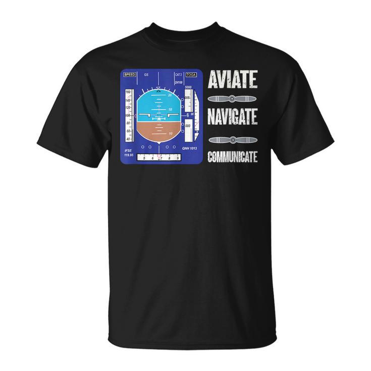 Aviación Aviador Diseño Horizonte Artificial Camiseta unisex