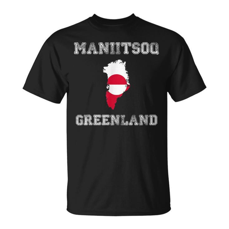 Bandera Retro Maniitsoq De Groenlandia Envejecida Camiseta unisex
