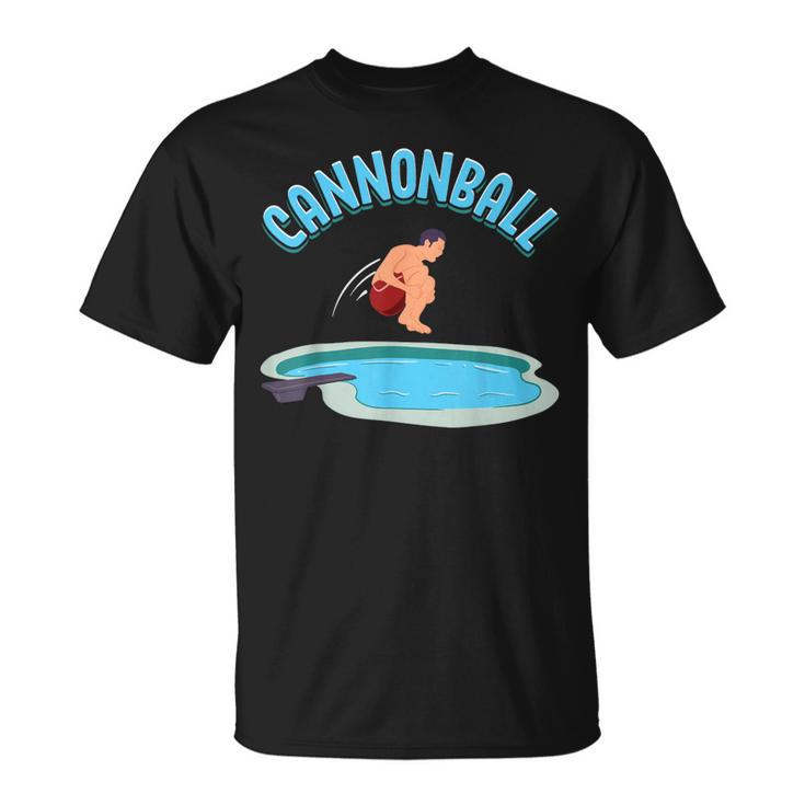 Cannonball Swimming Pool Fun Diving Diver Swimmer Cool T-Shirt