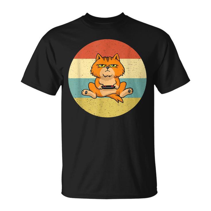 Chat Geek Hommeintage Rétro Idée Cadeau Gamer Personnalisé T-Shirt