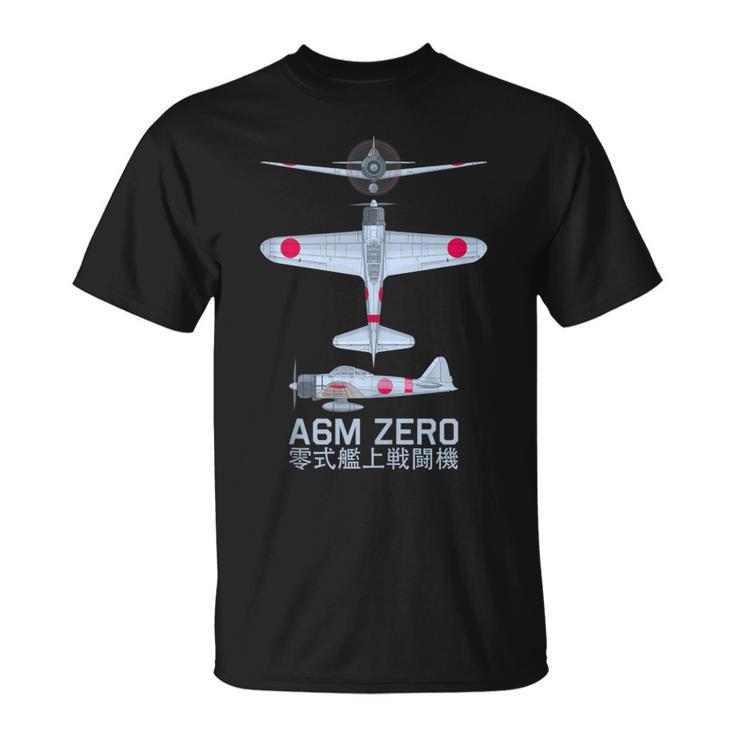 Diagrama Del Avión De Combate Japonés A6m Zero Ww2 In Mangas Camiseta unisex