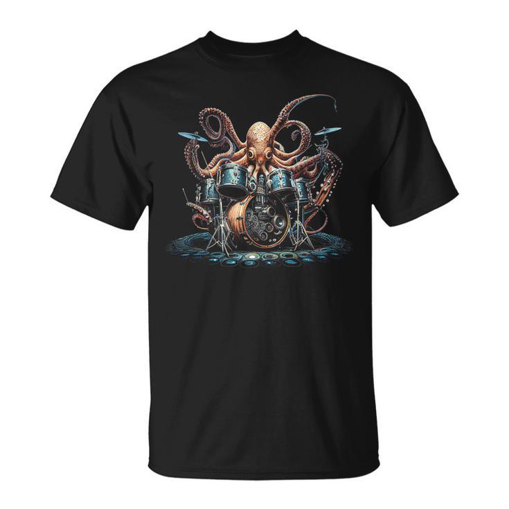 Drum Kit Percussionist Drummer Octopus Playing Drums T-Shirt, trending gift Drum Kit Percussionist Drummer Octopus Playing Drums T-Shirt, trending gift
