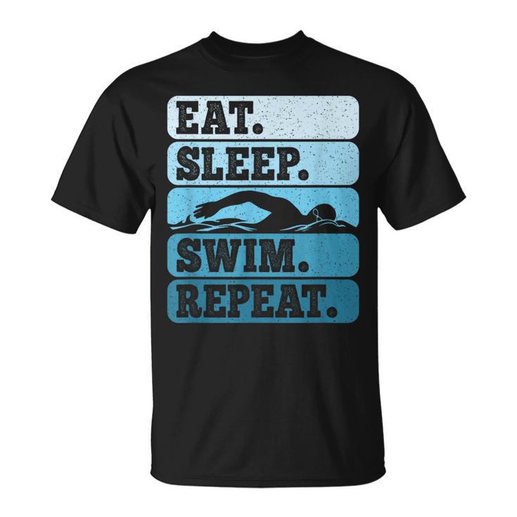 Eat Sleep Swim Vintage Swimming Lover Swimmer Men Women T-Shirt