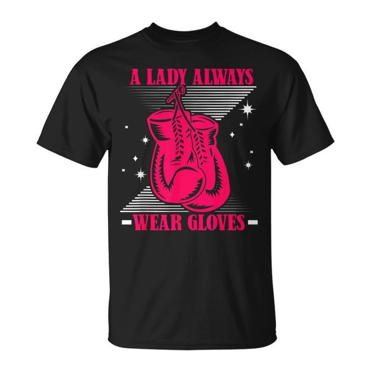 A Lady Always Wear Gloves Kickboxer Fan Muay Thai Boxing T-Shirt