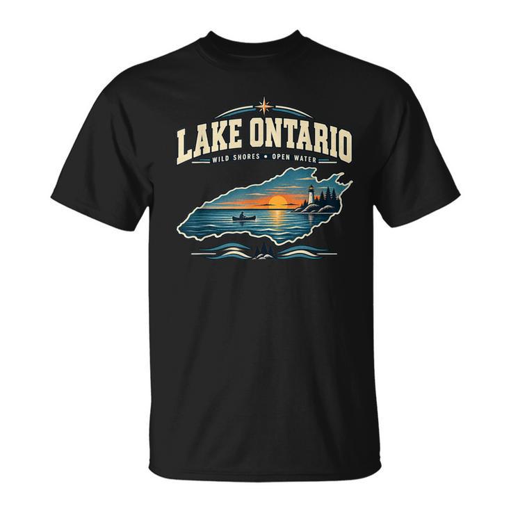 Lakes Lake Ontario Fishing Canoe Lighthouse Outdoor T-Shirt