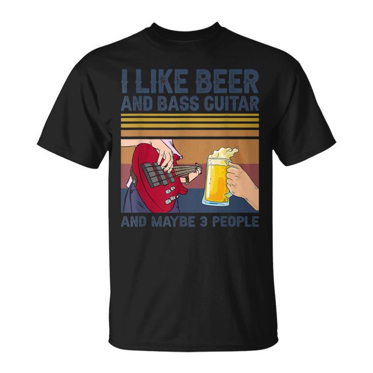 I Like Beer And Bass ギターと 3人 ベーシストギフト Tシャツ
