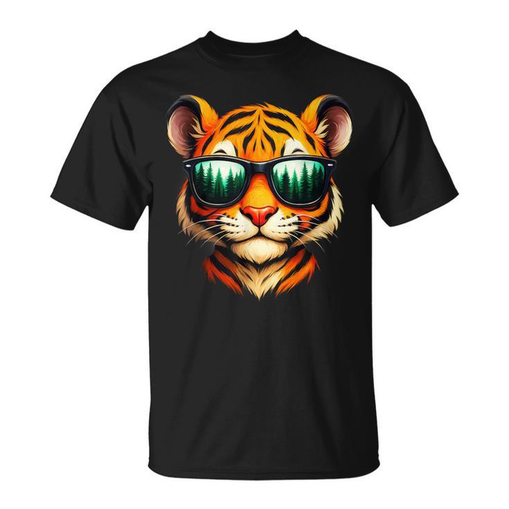 Lindo Tigre Con Gafas Deol Divertido Amante Del Tigre Gráfico Para Niños Camiseta unisex