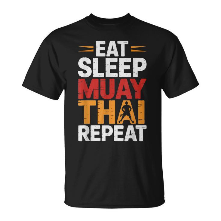 Muay Thai Fighter Eat Sleep Repeat Lifestyle Training T-Shirt