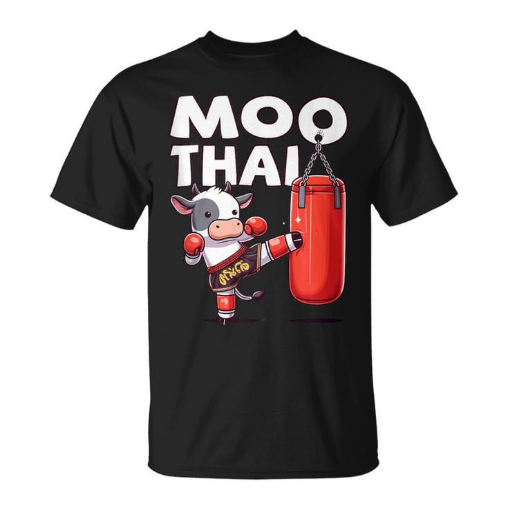 Muay Thai Moo Thai Thai Boxing For Youth Muay Thai Cow T-Shirt