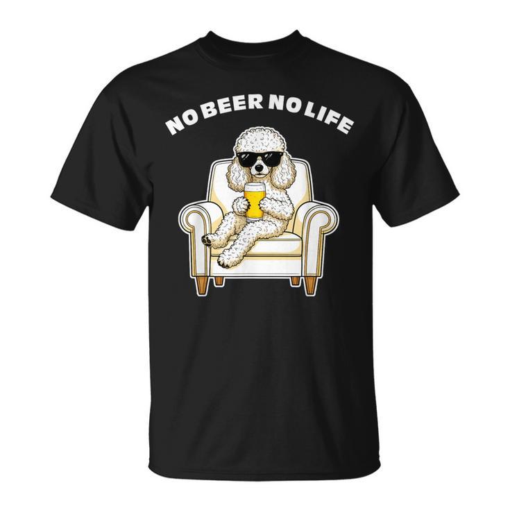 No Beer No Life トイプードル グッズ ビール 酒 犬 おもしろ 面白い ネタ 笑える 飲み会 Tシャツ