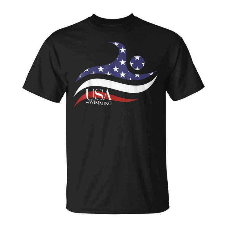 Patriotic American Flag Floating USA Swimming Team T-Shirt