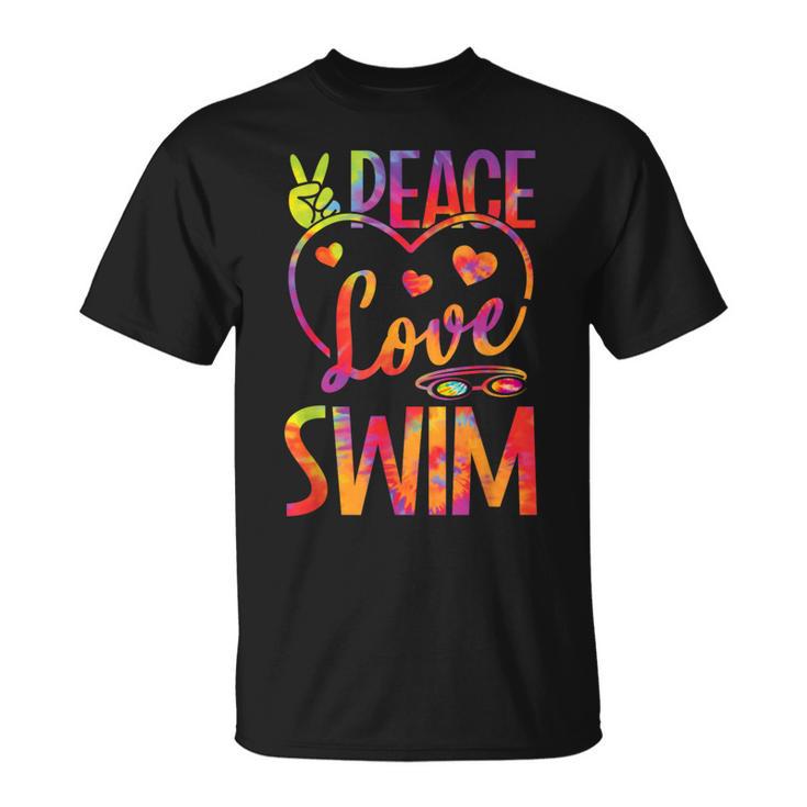 Peace Love Swim Swimming Tie Dye Swimmer Swimming Swim Team T-Shirt