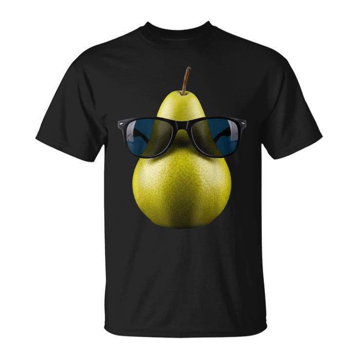 Pera Fresca Con Gafas Deol Fruta Divertida Camiseta unisex