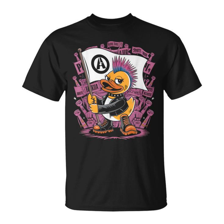 Punk Duck Rock Ducker Anarchy Punker Camiseta unisex