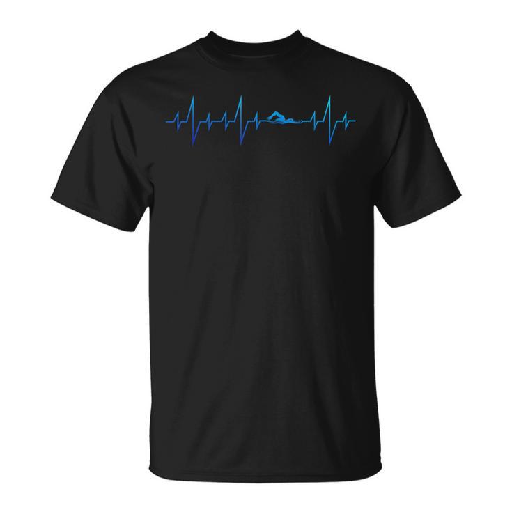 Sports Swimming Club Hobby Swimmer Heartbeat Swimming T-Shirt