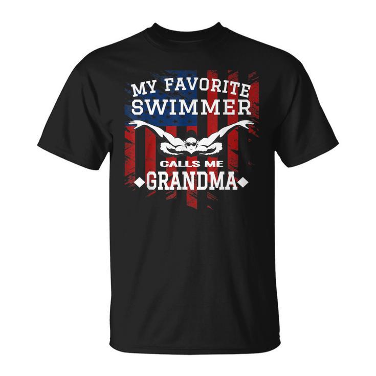 Swim Grandma Tshirt US American Flag Swimming Tee T-Shirt