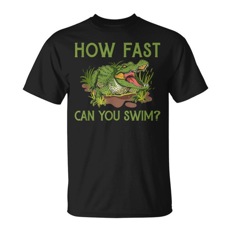 Swimmer Crocodile Swimming Humor How Fast You Can Swim T-Shirt, trending gift
