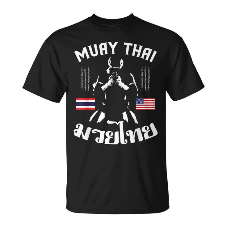 Thailand American Flag Muay Thai Thai Boxing Women Girls Kids Men T-Shirt T-Shirt