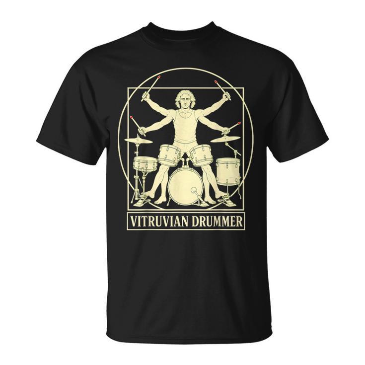 Vitruvian Drummer Drum Kit Music Lover Musician Men T-Shirt