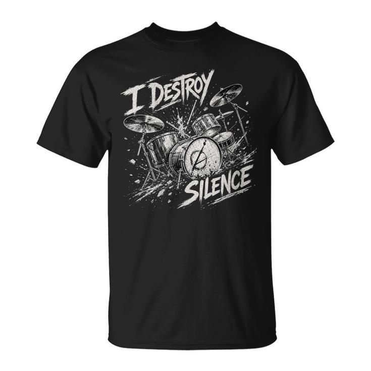 Women's Drum Kit I Destroy Silence Art T-Shirt