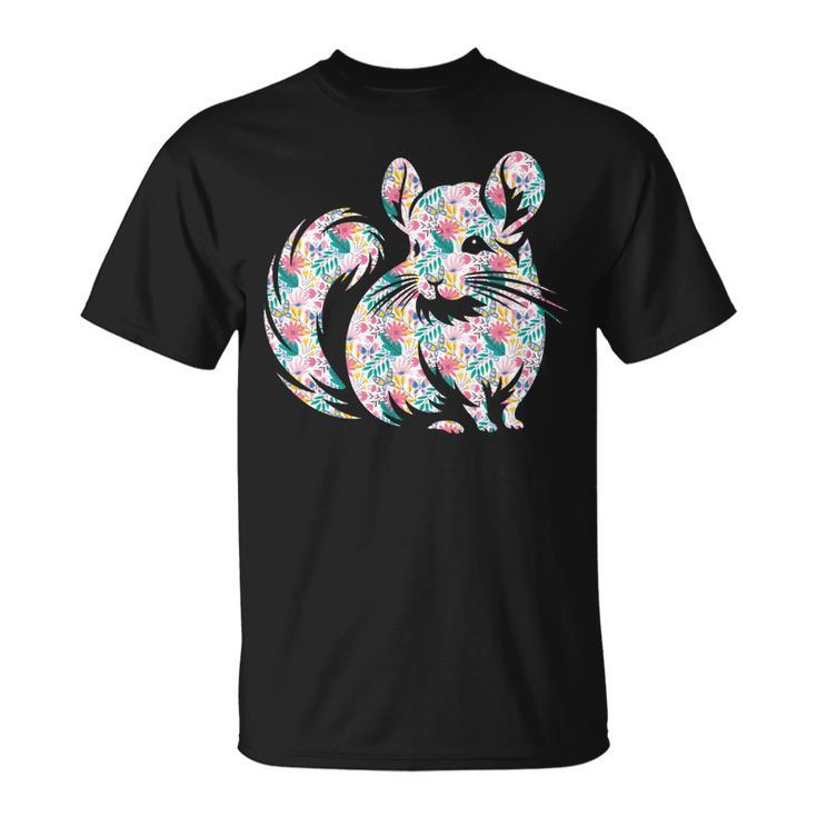 かわいいチンチラ花柄チンチラ 長袖tシャツ Tシャツ