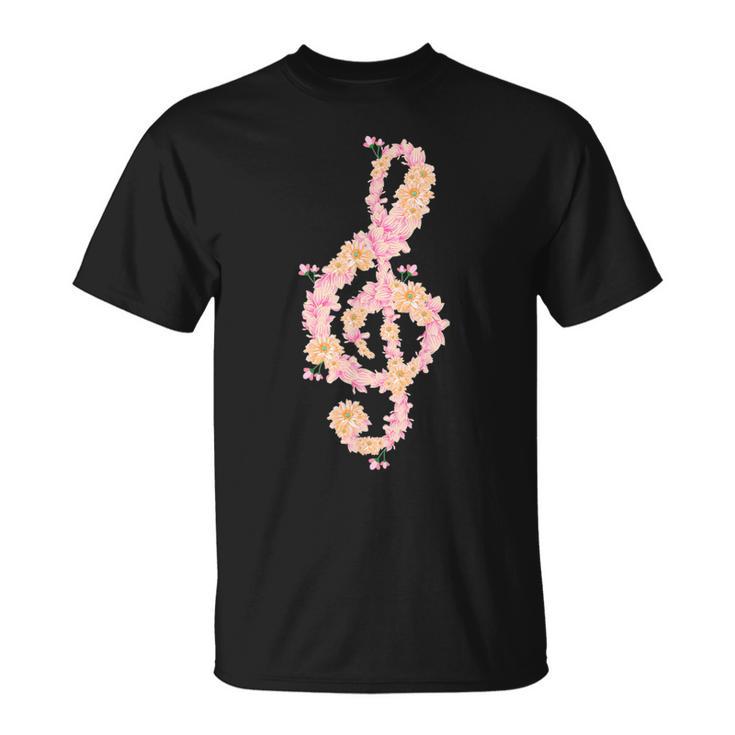 ト音記号 ト音記号 花 ミュージシャンギフト Tシャツ