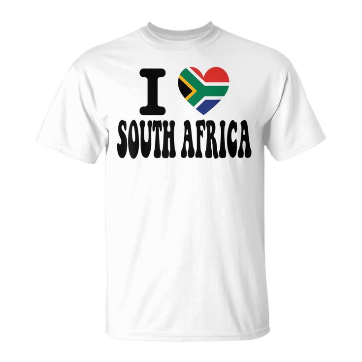 Drapeau Rétro En Forme De Cœur Avec Inscription I Loveouth Africa T-Shirt