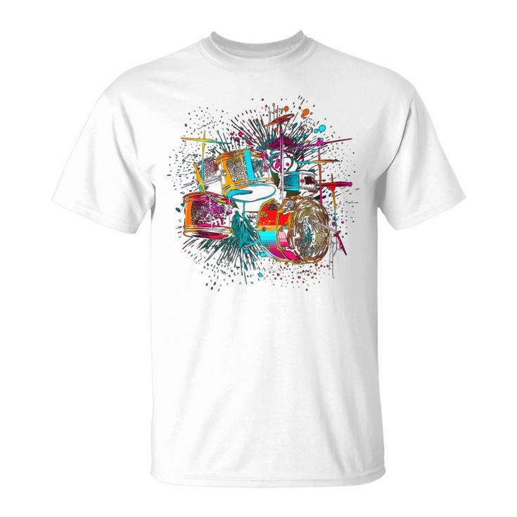 Drums Pop Art Drummer Drum Kit T-Shirt