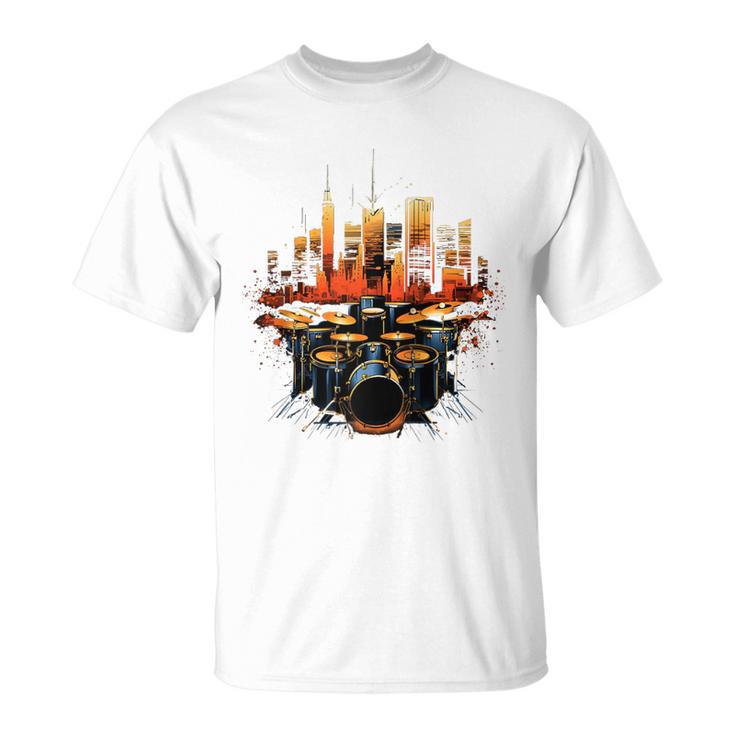 Drumset Drum Kit Music Drummer Drumming Raglan Baseball Tee T-Shirt