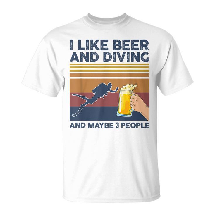 I Like Beer And Diving And Maybe 3 People 面白いギフト Tシャツ