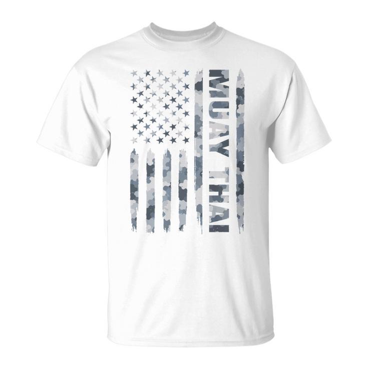 Muay Thai American Flag Camo Military Patriotic T-Shirt