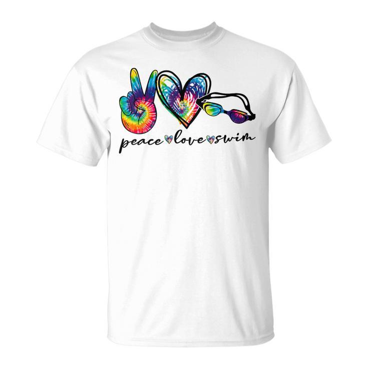 Peace Love Swim Tie Dye Swimmer Swimming Summer Trip T-Shirt