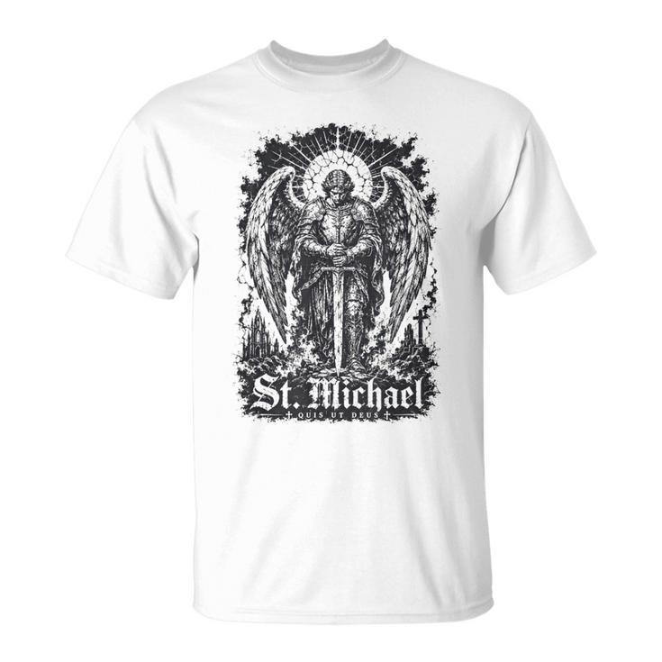 San Miguel Quis Ut Deus Arcángel Protector Camiseta unisex