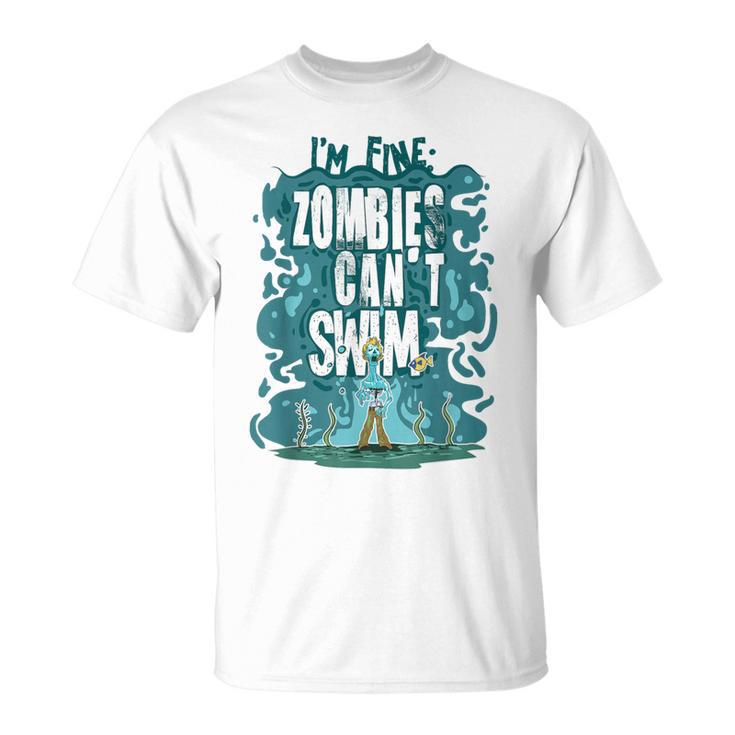 Swimming Quote Zombies Can't Swim For Swimmer T-Shirt