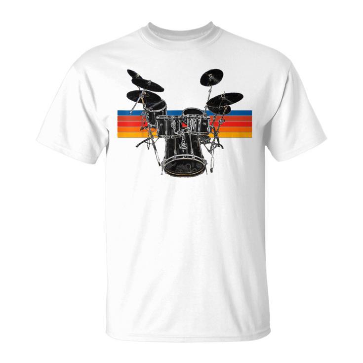 Vintage Drum Kit Drummer Rock Band Drums T-Shirt