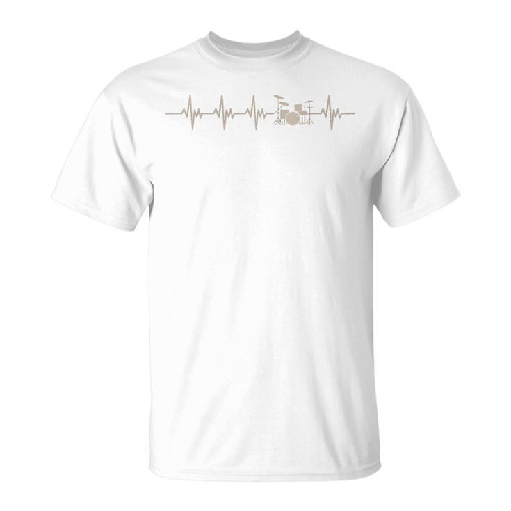 Vintage Drum Kit Heartbeat Graphic For Drummers T-Shirt, trending gift