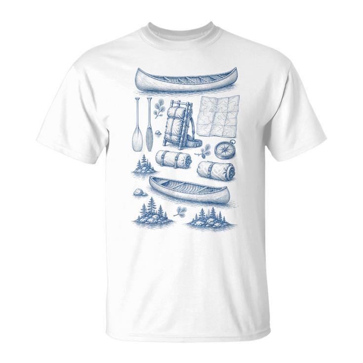 Women's Canoe Wilderness Gear Vintage Chart Collection Illustration T-Shirt, trending gift