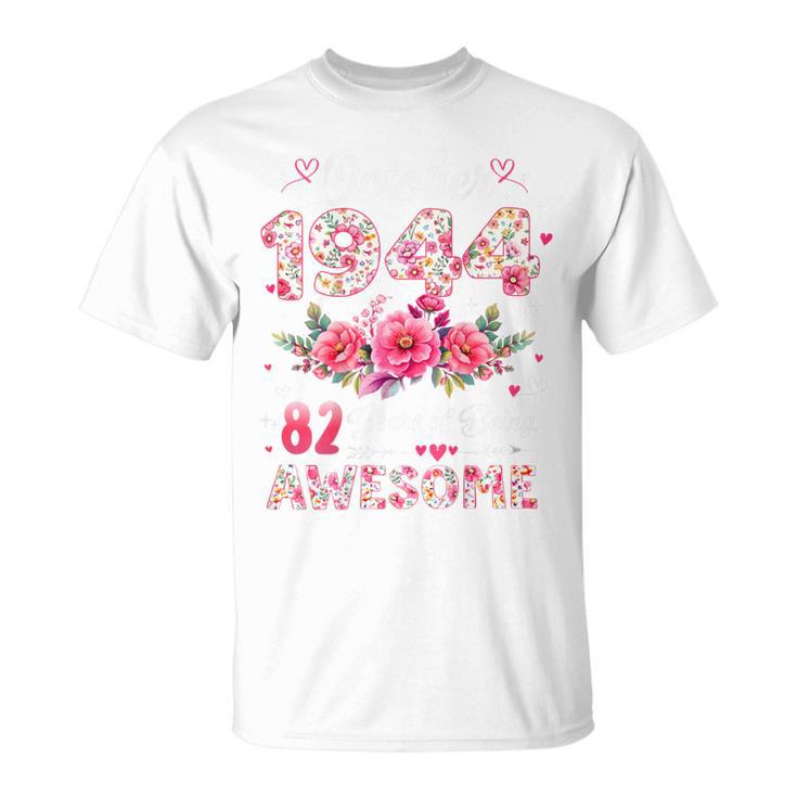 オンバック 82歳 1944年10月 花柄 82歳の誕生日 Tシャツ