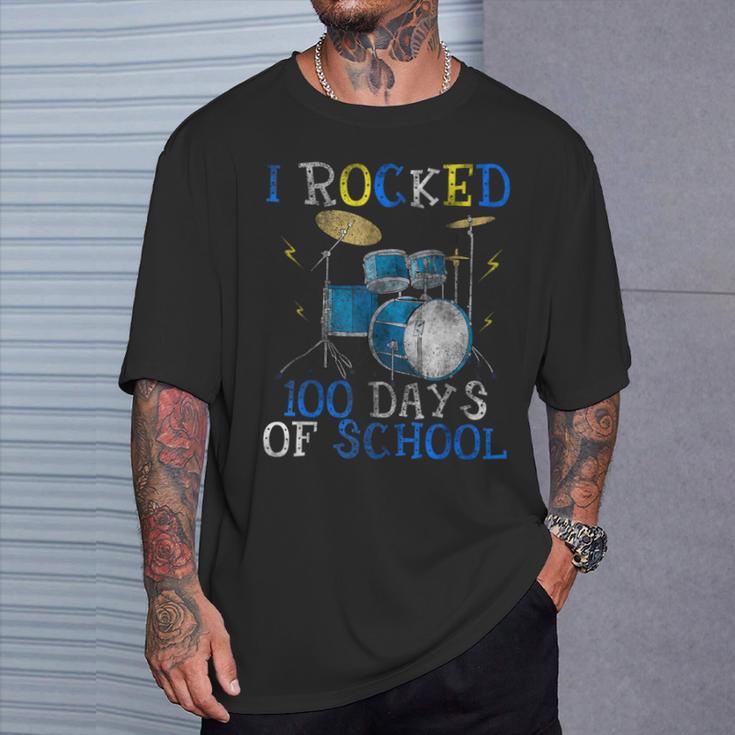 100th Day Of SchoolShirt Happy 100 Days Drum Kit Music T-Shirt Gifts for Him