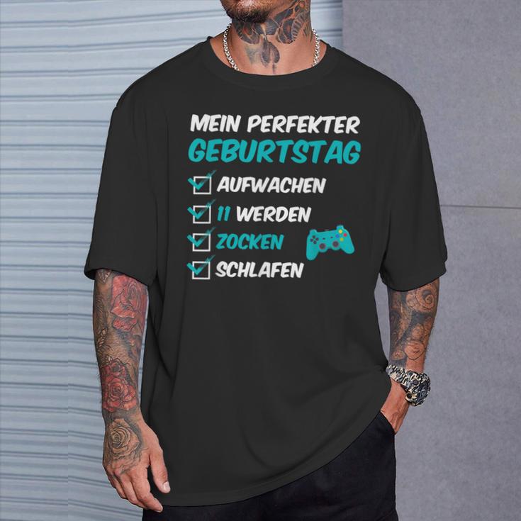 11 Perfekter Geburtstag Zocken 11 Jahre Alt Gamer Jungen T-Shirt Geschenke für Ihn
