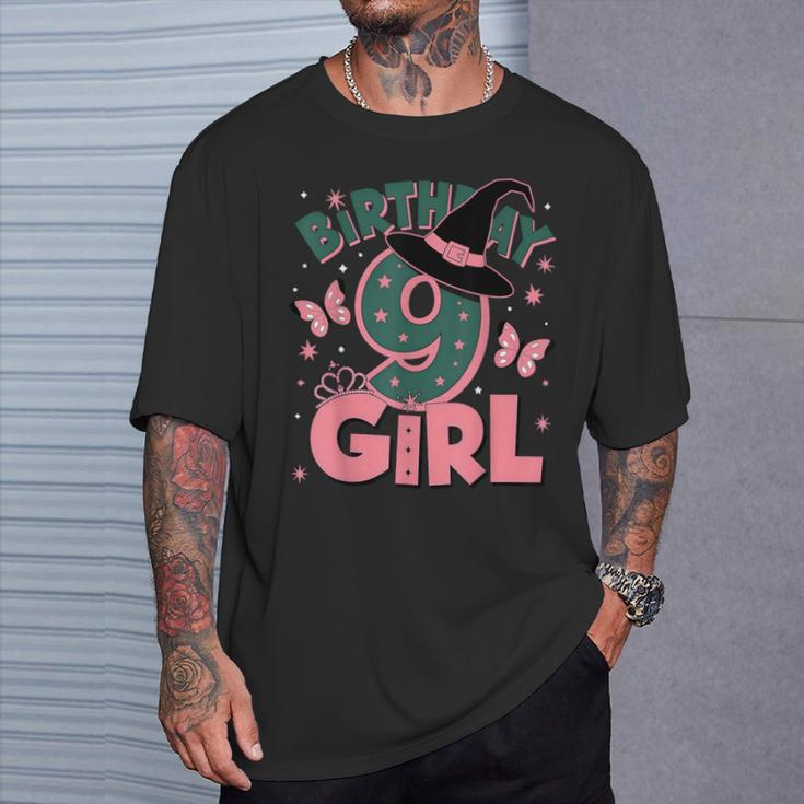 9歳の誕生日 魔女 ピンクとグリーン 9歳の誕生日 女の子 Tシャツ 彼への贈り物
