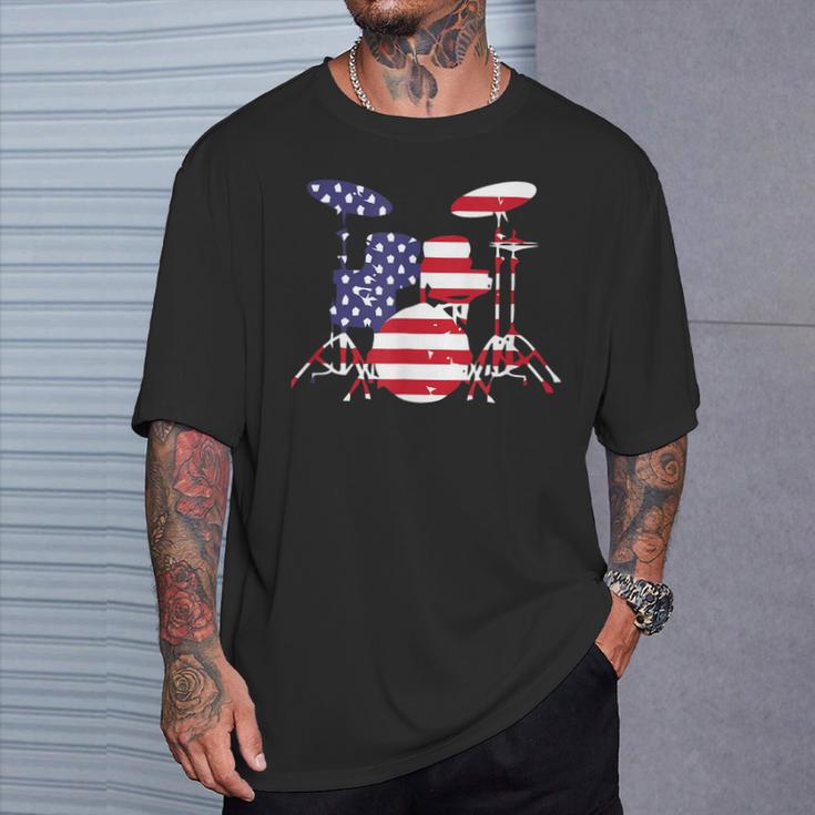American Flag Drum Kit Patriotic US Drum Art T-Shirt Gifts for Him American Flag Drum Kit Patriotic US Drum Art T-Shirt Gifts for Him
