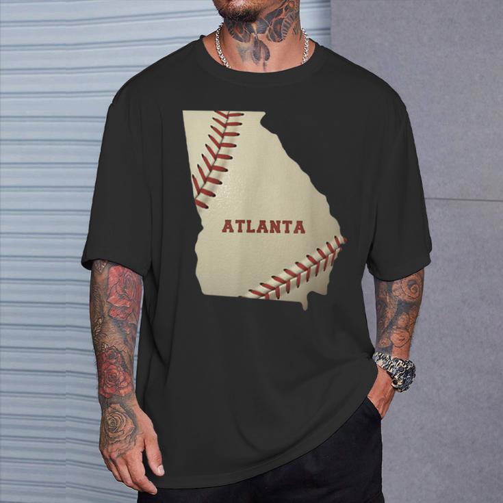 Atlanta Georgia Béisbol Estado Mapaoftbol EeUu Balonista Camiseta unisex Regalos para él