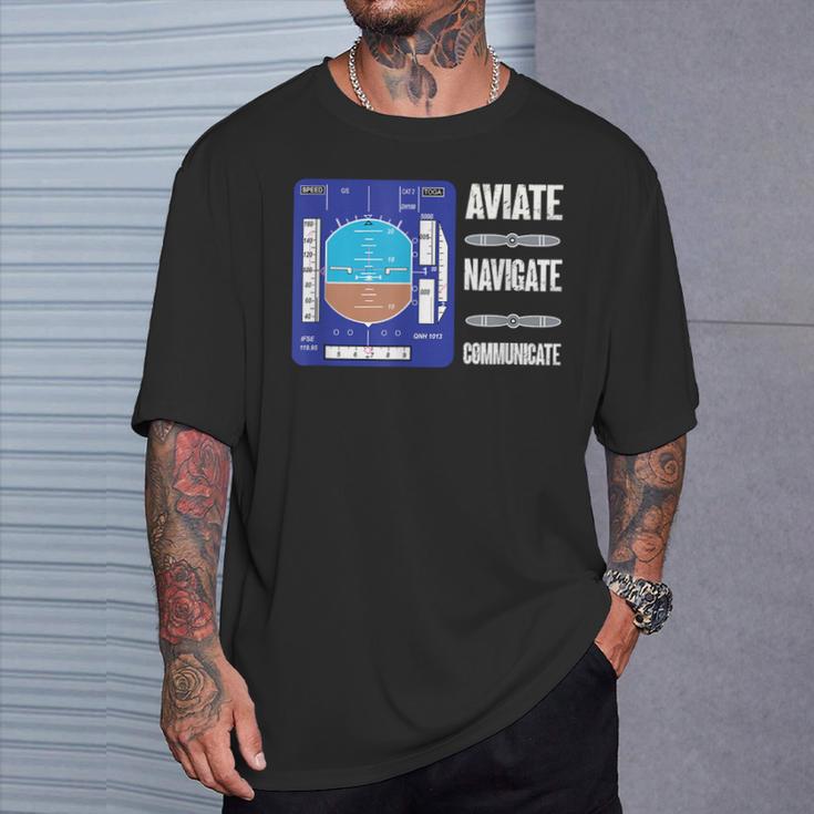 Aviación Aviador Diseño Horizonte Artificial Camiseta unisex Regalos para él