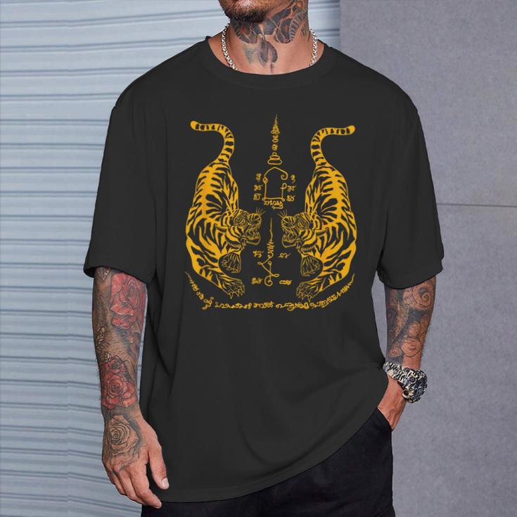 Awesome Orange Double Tiger Muay Thai Sak Yant T-Shirt Gifts for Him Awesome Orange Double Tiger Muay Thai Sak Yant T-Shirt Gifts for Him